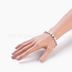 人工ビーズストレッチブレスレット  多面カットバイコーンクリスタルチェコガラスビーズ付き  ラウンド  2インチ（5.2cm）&nbsp;BJEW-JB03892-01