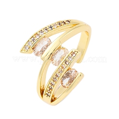 Кольца-манжеты из латуни с прозрачным кубическим цирконием в одну линию для женщин RJEW-U047-33G