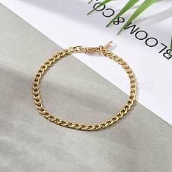 304ステンレススチールカーブチェーンブレスレット  女性用カップルブレスレット  18KGP本金メッキ  8インチ（20.2cm）&nbsp;BJEW-JB06272-01