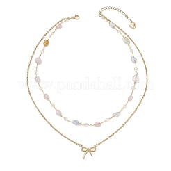 Collier avec pendentif en forme de nœud papillon en acier inoxydable 304&nbsp;NJEW-JN05399-01