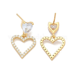 Серьги-гвоздики из латуни с микро-паве из прозрачного кубического циркония для женщин EJEW-C125-02G