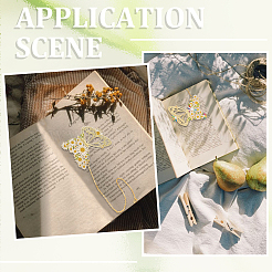 4 шт. 2-х цветная латунная закладка с длинными цепочками AJEW-SC0002-87