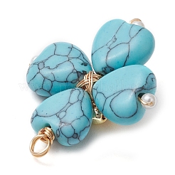 Pendenti con perline di ematite sintetica avvolte in filo di rame turchese sintetico&nbsp;PALLOY-JF02947-01