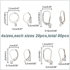 80 шт. 4 стиля фурнитуры для сережек с застежкой-молнией из нержавеющей стали 304&nbsp;STAS-AR0002-38