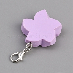 樹脂製の花のペンダント装飾  合金製カニカン付き  スミレ  41mm&nbsp;HJEW-WH0042-143D