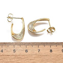 Женские серьги-гвоздики из латуни с микропаве и прозрачным кубическим цирконием&nbsp;EJEW-U056-04A-G