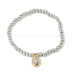 Браслеты с овальными подвесками из латуни BJEW-B148-03A-01