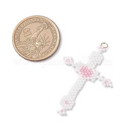 Подвески-кресты из стеклянного бисера&nbsp;PALLOY-MZ00947-03