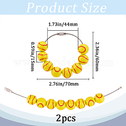 Embellissements en perles de bois de boule de sport ronde de 16 mm&nbsp;FIND-WH20003-42A