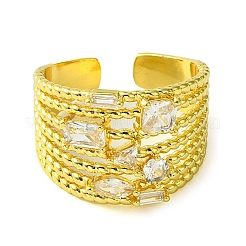 Открытые манжеты из латуни с микропаве кубический цирконий RJEW-K256-02G