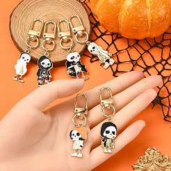 Подвеска из эмалевого сплава со скелетом на Хэллоуин HJEW-YW00033-01