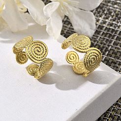 Круглые открытые манжеты из нержавеющей стали 304 для женщин&nbsp;RJEW-M019-49G