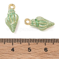 エナメルチャーム付き真鍮  巻貝の形をしたチャーム  18KGP本金メッキ  薄緑  9.5x8.5x7mm  穴：1.8mm&nbsp;KK-CBA61F8-01G-02