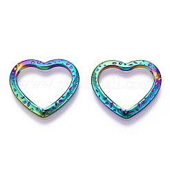 イオンプレーティング（IP）304ステンレススチールリンクリング  ハンマー  ハート  虹色  16.5x18x1.5mm  内径：10.5x14mm&nbsp;STAS-T063-201M