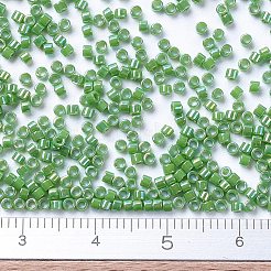 MIYUKIデリカビーズ小  シリンダー  日本製シードビーズ  15/0  （dbs0163)不透明な緑のab  1.1x1.3mm  穴：0.7mm  約35000個/袋  100 G /袋&nbsp;SEED-J020-DBS0163