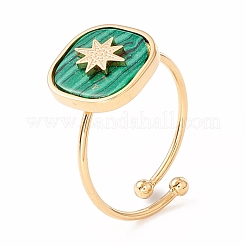 Кольцо-манжета с открытым солнцем и натуральным драгоценным камнем RJEW-B039-01G