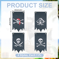 4 stücke polyester halloween piratenschädel flagge banner doppelseitige indoor outdoor dekoration&nbsp;AJEW-WR0003-45