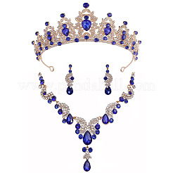 Collana con ciondolo a forma di goccia e luna in lega di strass e orecchini pendenti e cerchietti a corona&nbsp;FS-WG0A8BD-06