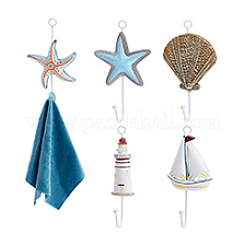 5 шт. 5-х стилистическая вешалка из дерева и железа в средиземноморском стиле&nbsp;AJEW-PH0007-71