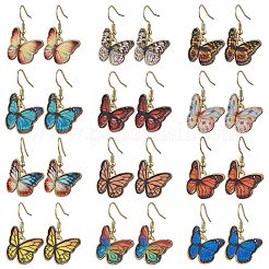 12 пара сережек-подвесок из сплава с эмалью&nbsp;EJEW-JE06285