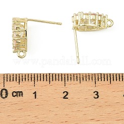 Фурнитура для сережек-гвоздиков из латуни с микропаве из прозрачного кубического циркония KK-C107-13G
