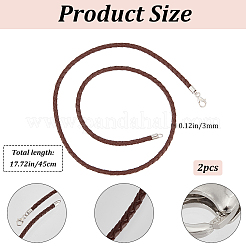 Изготовление ожерелья из плетеного круглого кожаного шнура 2шт.&nbsp;NJEW-BBC0001-19B-02