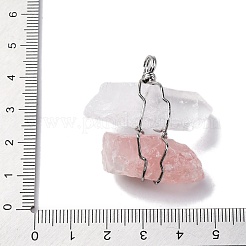 Natürlicher Rosenquarz & Quarzkristallnuggets große Anhänger&nbsp;G-K338-43P-05