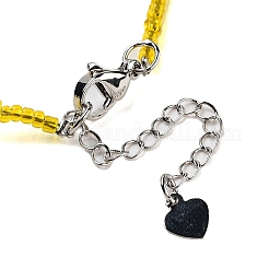 Ожерелья с подвеской в форме сердца из натурального тигрового глаза&nbsp;NJEW-G143-02J