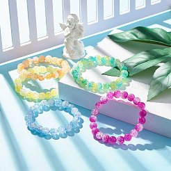 女性用10mmキャンディーカラーアクリルラウンドビーズストレッチブレスレット  ミックスカラー  ビーズ：10mm  内径：2-1/8インチ（5.5cm）&nbsp;BJEW-JB07585