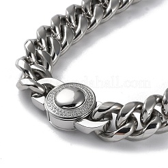 Ожерелье из кубинской цепочки из нержавеющей стали 304 с бриллиантовой огранкой и застежками из кубического циркония NJEW-P288-10P