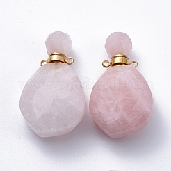 Кулоны флаконов из граненого натурального розового кварца G-E564-08B-G