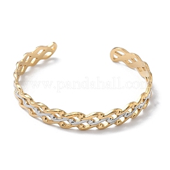 Bracelets manchettes bicolores en acier inoxydable 304 pour femmes&nbsp;BJEW-A160-04GP