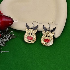 クリスマス アクリル ダングル イヤリング  プラチナ  鹿  55x25mm&nbsp;FS-WGDBFB5-05