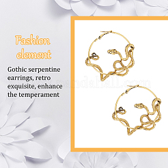 3 пара двухцветных серег-колец из сплава в виде змеи для женщин EJEW-AN0001-63