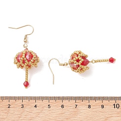 Boucles d'oreilles pendantes en verre électroplaqué transparent et perles de verre granuleux&nbsp;EJEW-MZ00714-02