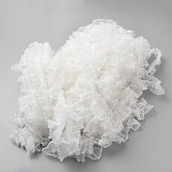 水玉模様のポリエステルガーゼしわリボン  フリルレーストリム  洋服アクセサリー  ホワイト  1-5/8インチ（40mm）&nbsp;OCOR-WH0078-496A