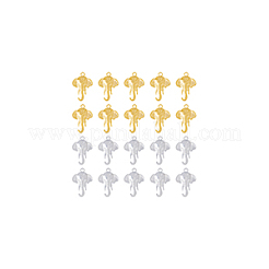 20個2色304ステンレスペンダント  象のチャーム  ミックスカラー  28x19x3mm  穴：2.5mm  10個/カラー&nbsp;STAS-DC0013-71