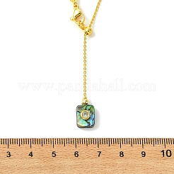 Geometrischer Anhänger aus natürlicher Abalone-Muschel mit Lariat-Verschluss und Messingkabelkette&nbsp;NJEW-JN06636