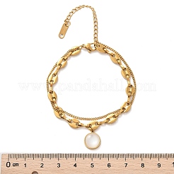 Браслеты из нержавеющей стали 304 с подвесками в виде кофейных зерен и кабеля Cahin для женщин BJEW-U024-01G