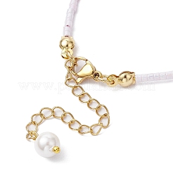 女性用ガラスシードビーズブレスレット  シェルパール＆真鍮ビーズ付き  ライラック  7-1/8インチ（18cm）&nbsp;BJEW-MZ00134-01