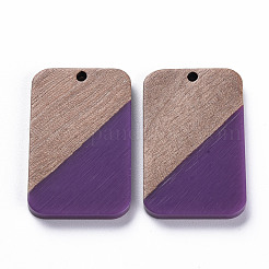 Pendentifs en résine opaque et bois de noyer&nbsp;RESI-T035-38C