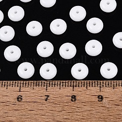 不透明色のガラスシードビーズ  ロンデル  ホワイト  6x3mm  穴：1.2~1.6mm  約2500個/ポンド&nbsp;SEED-Q042-01A-D01