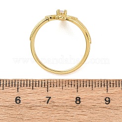 女性用真鍮マイクロパヴェキュービックジルコニア指輪  クロス  ゴールドカラー  13mm  usサイズ6 3/4(17.1mm)&nbsp;RJEW-K261-11G