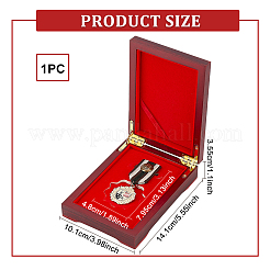 Boîte de rangement commémorative en bois pour pièces de monnaie avec couvercle à charnière et loquet en métal&nbsp;CON-WH0088-41A
