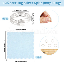 スターリングシルバーのスプリット丸カン5個、925個  ダブルループ丸カン  丸い輪  銀  5x1mm  内径：3.5mm&nbsp;STER-BBC0009-45A