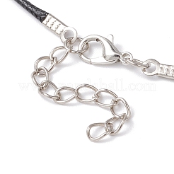 Ожерелья из вощеного хлопкового шнура с подвеской в виде медведя из круглого стеклянного бисера и стеклянного жемчуга для женщин и мужчин&nbsp;NJEW-MZ00126-01