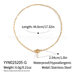 Модные ожерелья из натурального пресноводного жемчуга с подвеской из риса и нержавеющей стали 304 с цепочкой-скрепкой для женщин IT6943-1