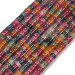 染め加工天然石ホワイトジェイドビーズ連売り  ヒシビーズ  フラットラウンド/ディスク  ミックスカラー  4x2~2.5mm  穴：0.7mm  約154個/連  15.35''（39センチメートル）&nbsp;G-H230-62A