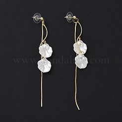 アクリルイミテーションシェルタッセルダングルスタッドピアス、スターリングシルバーピン925本付き  女性用合金ロングドロップイヤリング  ホワイト  111mm  ピン：0.8mm&nbsp;EJEW-L281-03LG