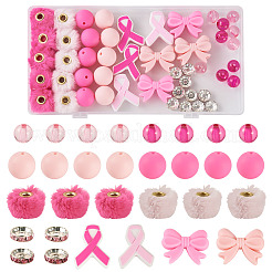 48 шт. набор украшений для самостоятельной сборки на тему осведомленности о раке груди&nbsp;DIY-TA0013-60